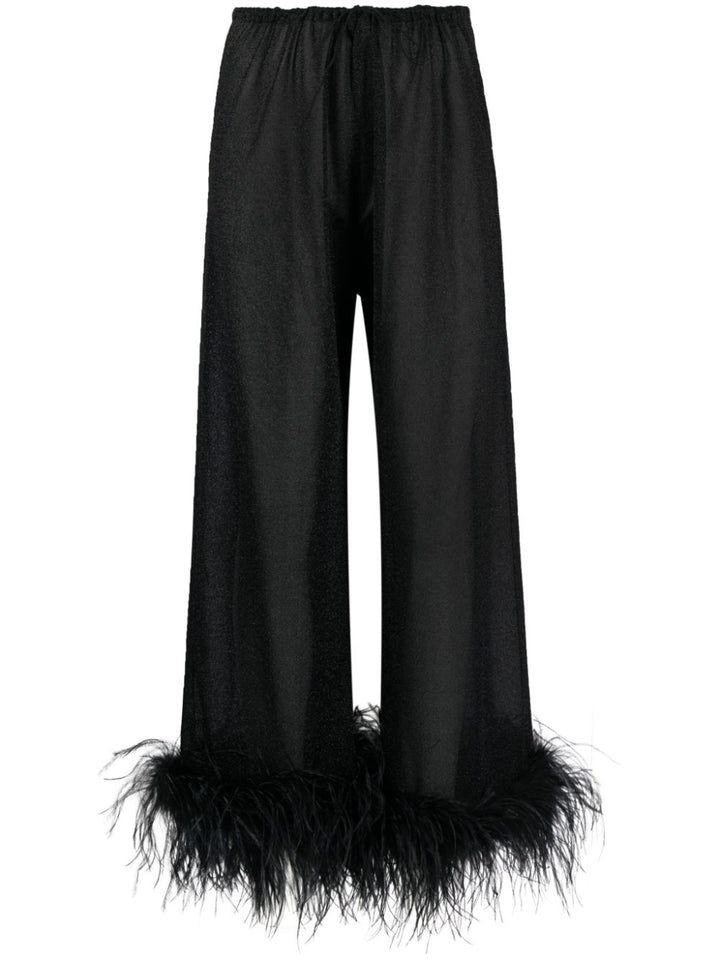 Wide-leg trousers with feather detail