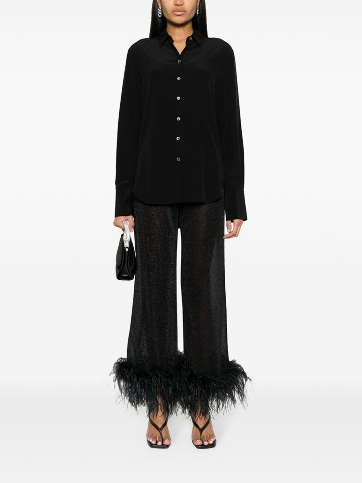 Wide-leg trousers with feather detail