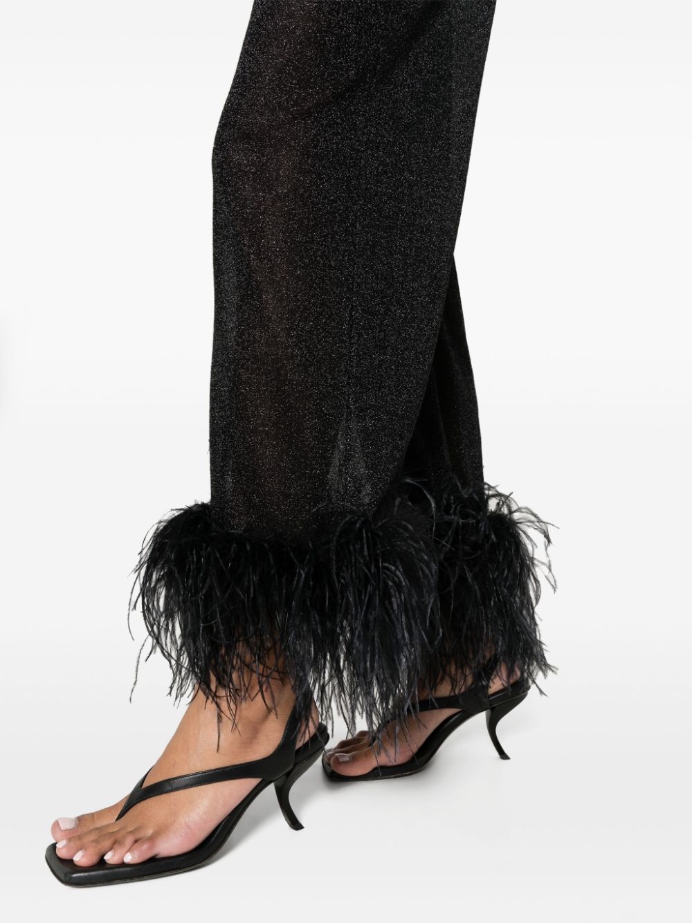 Wide-leg trousers with feather detail