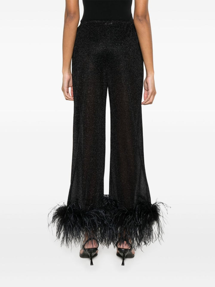 Wide-leg trousers with feather detail