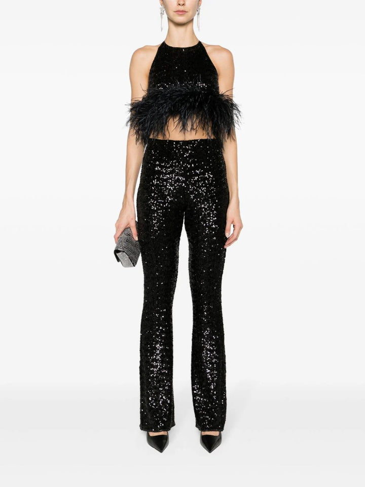 wide-leg trousers embellished with sequins