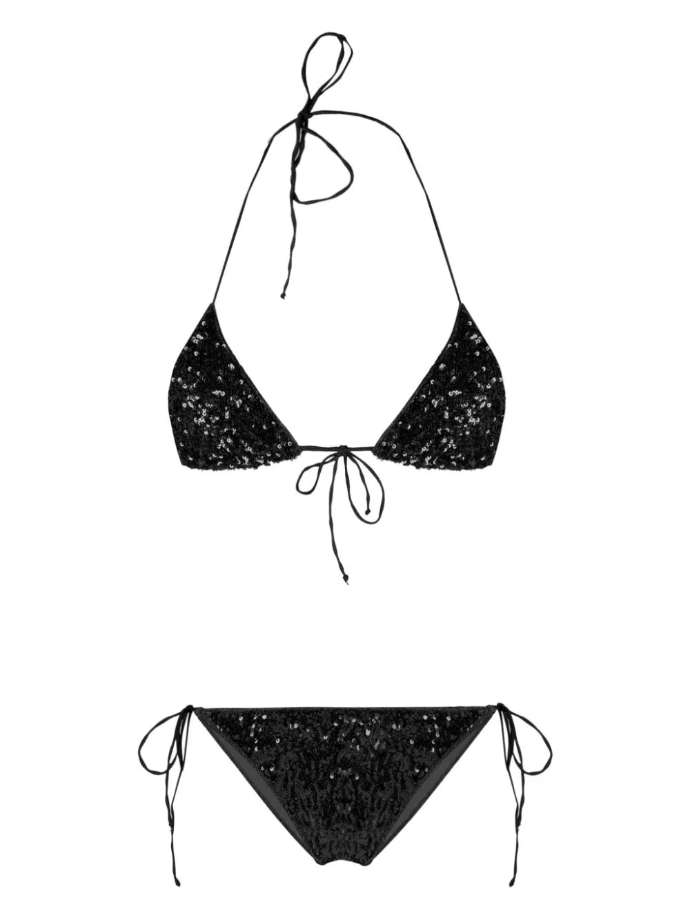 Self-tie bikini set embellished with sequins