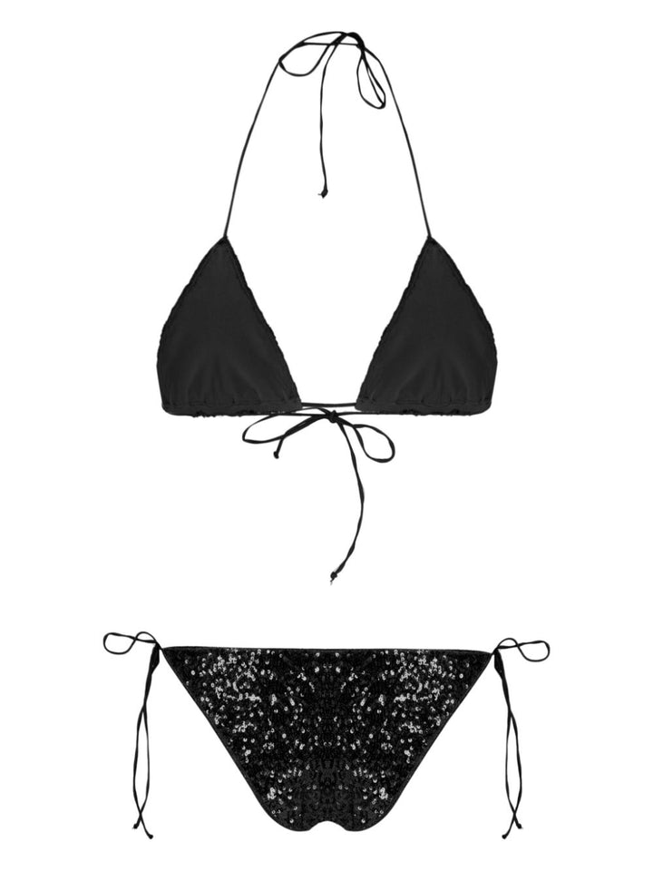 Self-tie bikini set embellished with sequins