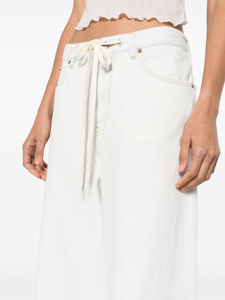 Wide leg jeans with drawstring