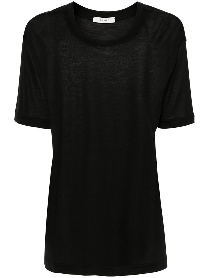 Silk T-shirt with dropped shoulder