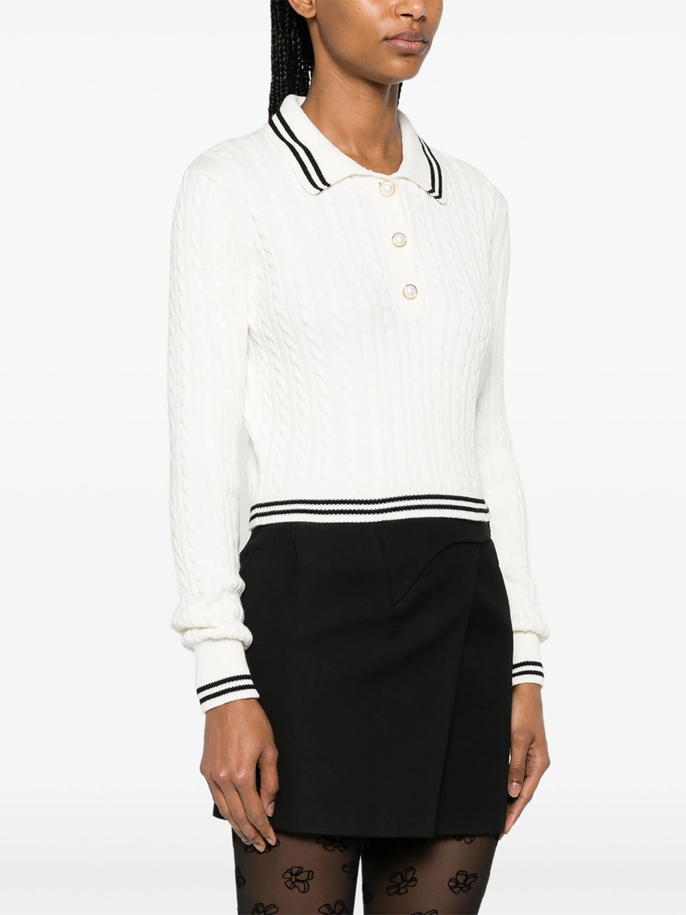 cable knit polo sweater