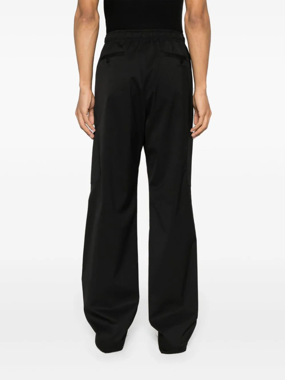 Wide trousers with drawstring waist