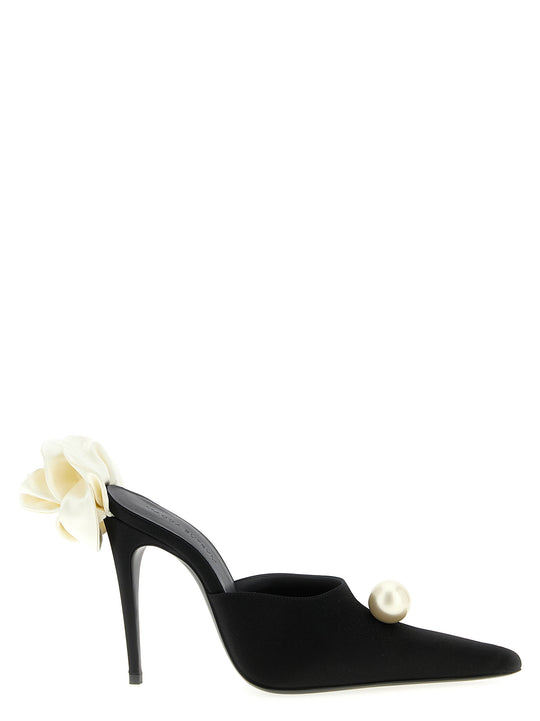 Satin Mules Pumps Black