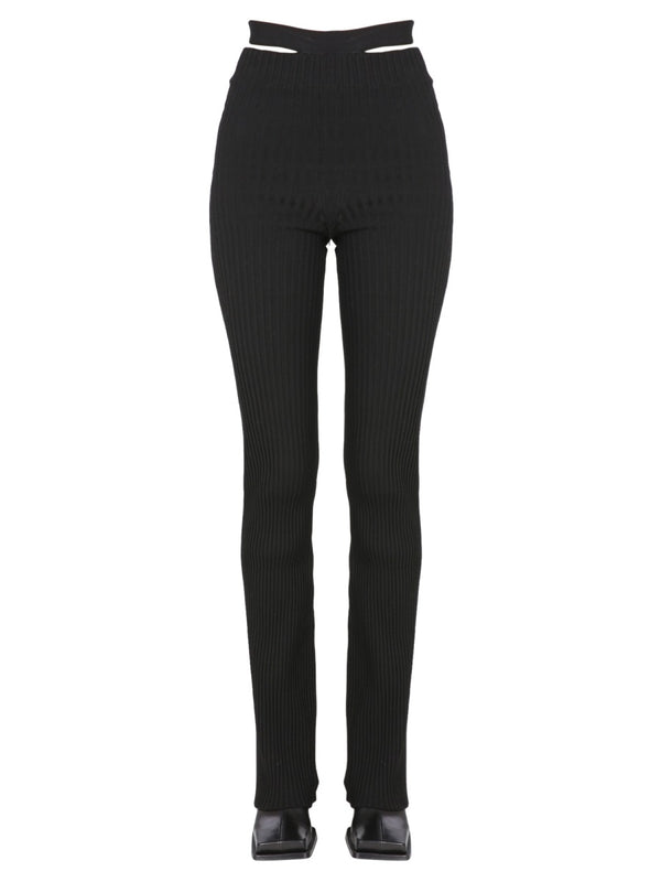 Ribbed Trousers With Cut Out Belt