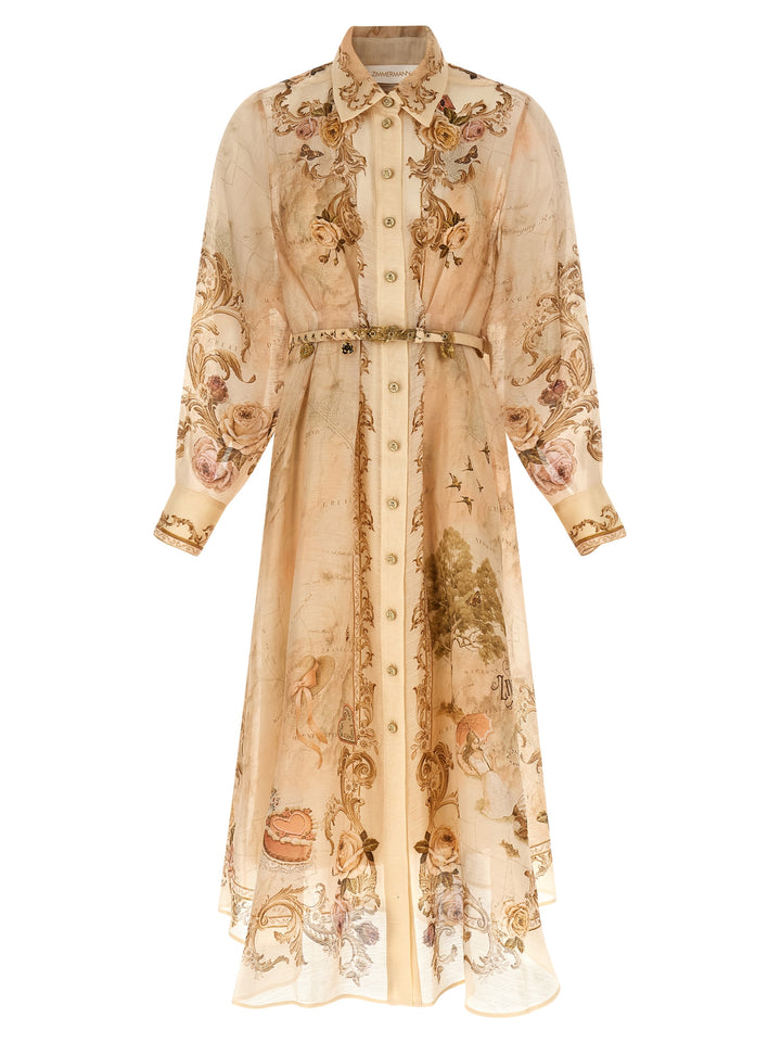 Zimmermann Memento Buttoned Midi Dresses - Beige | 136fcdfc45c67855dfa545634d80702eb7743632