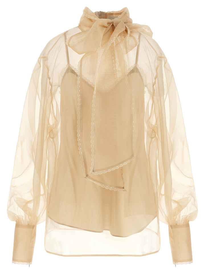 Zimmermann Memento Organza Shirt and Blouse - Beige | cdca35c6280c3b34b93860dd9e8dc6cbb0e10169