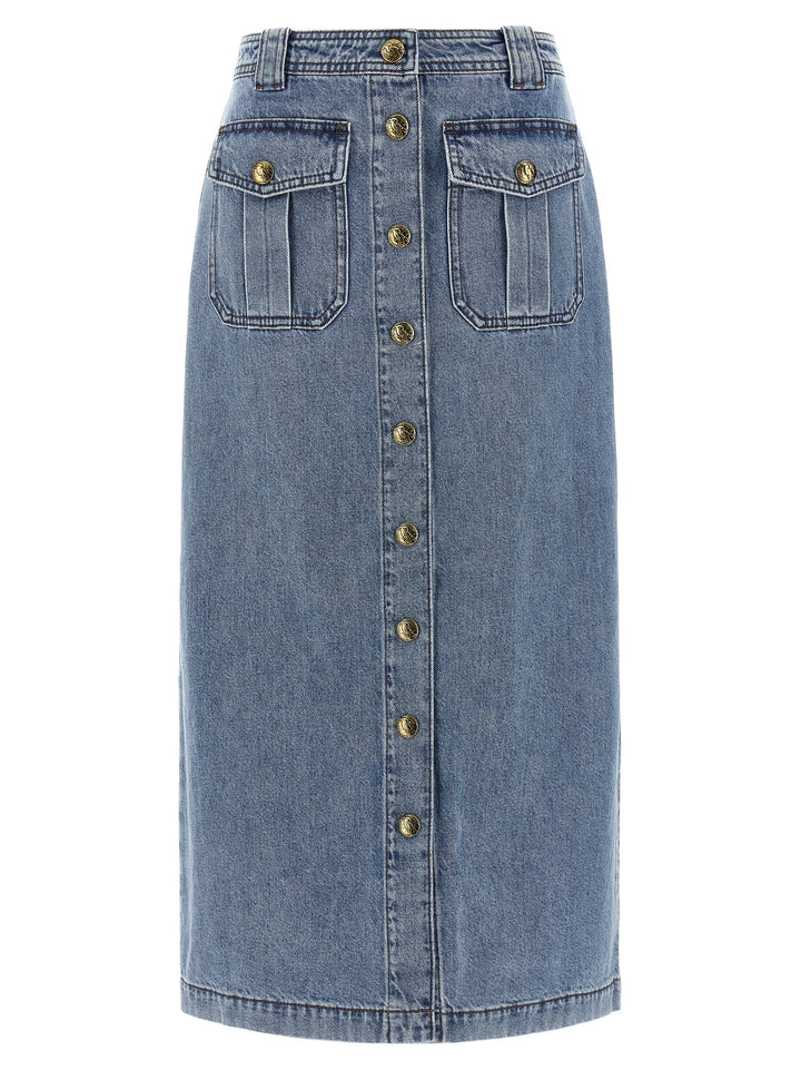 Zimmermann Denim Pencil Skirts - Light Blue | cf0e1ef1664d3a61b029f6dadb696a9a0aea60c2