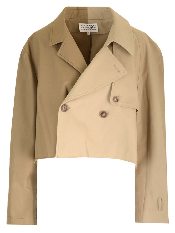 Cropped Trench Coat Jackets Beige