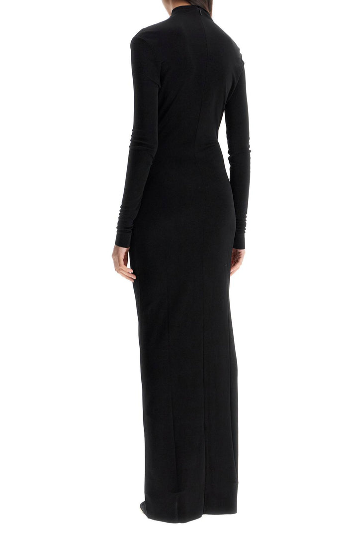 Maxi Dress With High Neck Slim Black