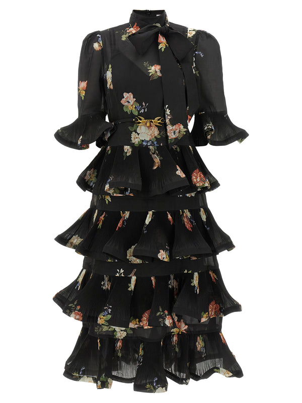 Pleated Sleeved Dress Dresses Black