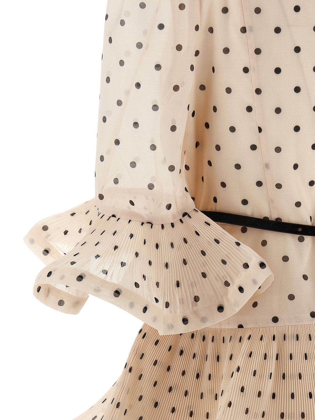 Zimmermann Pleated Sleeved Dresses - White/Black | f4f9201875e4c1e2cfa9b23620b8499f2bbfa11c