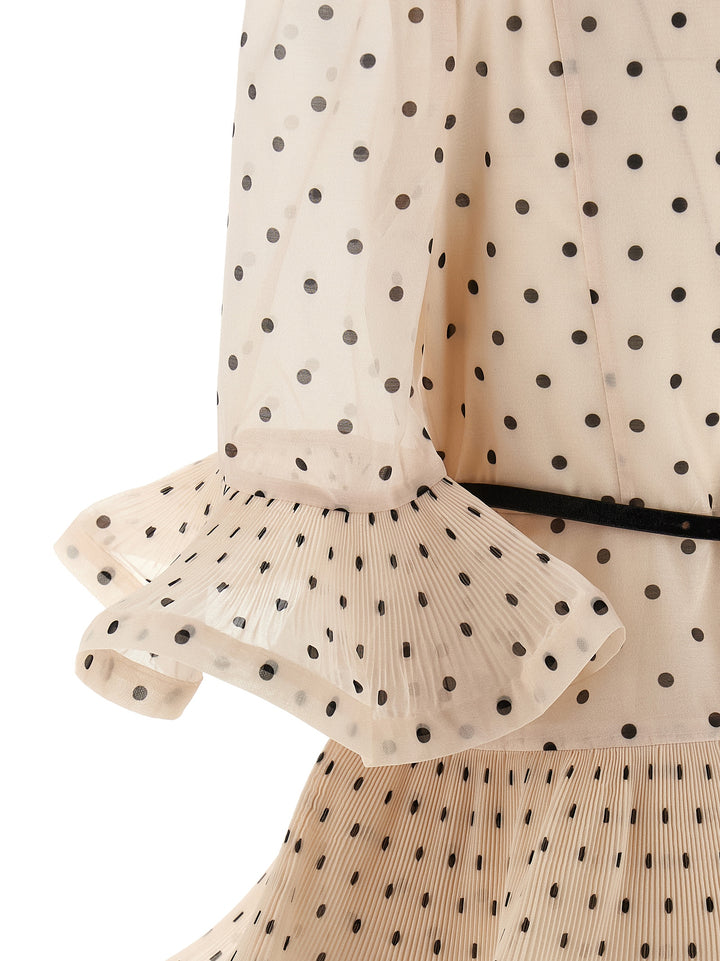 Zimmermann Pleated Sleeved Dresses - White/Black | f4f9201875e4c1e2cfa9b23620b8499f2bbfa11c