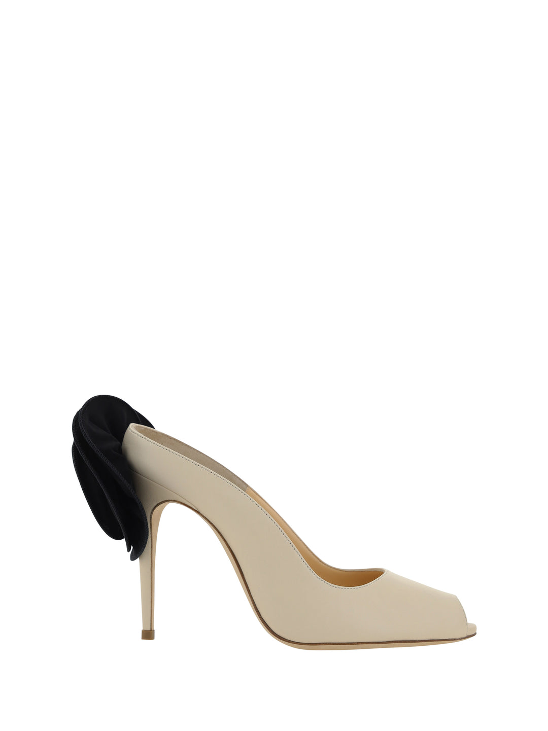 RE24 PEEP TOE MULES LEATHER CREAM