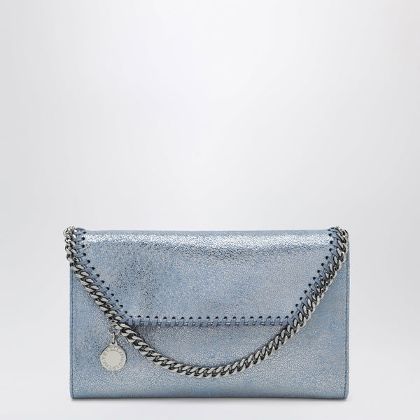 Falabella Chain Wallet In Metallic Denim