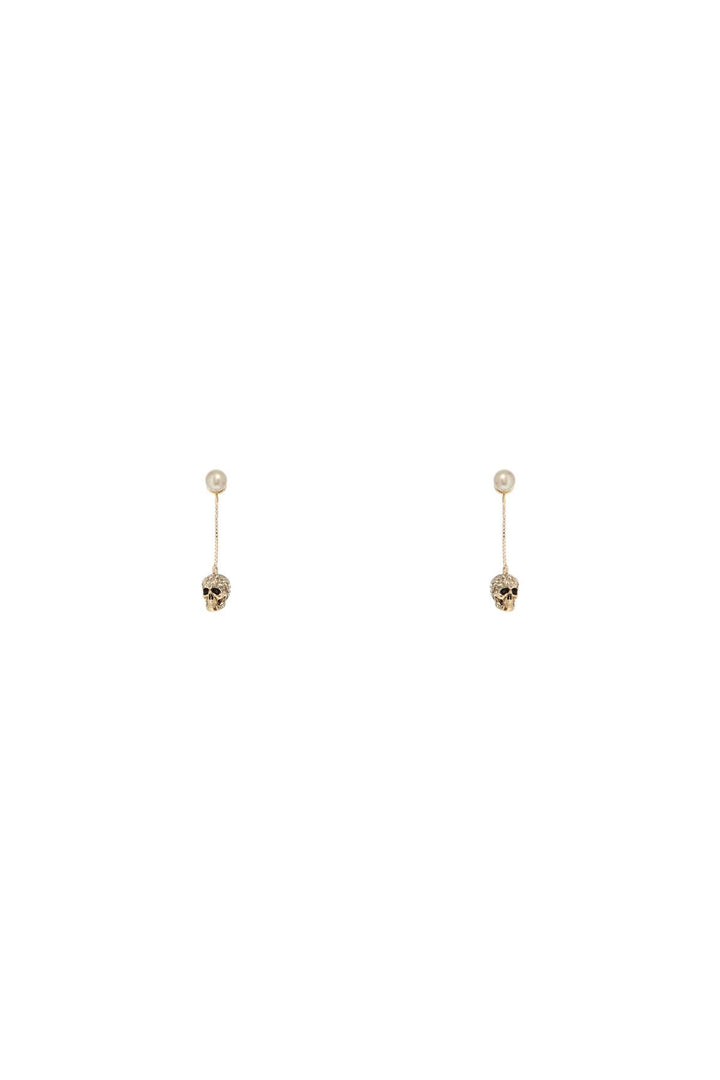 Skull Earrings With Pavé And Chain