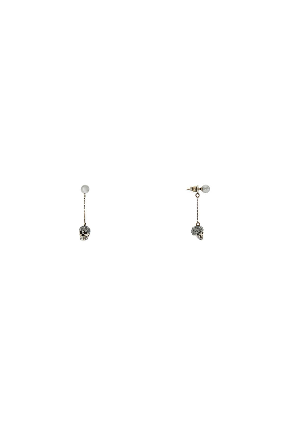 Skull Earrings With Pavé And Chain