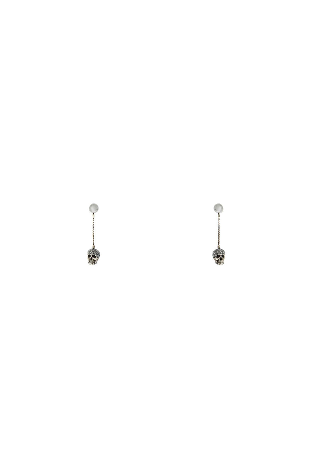 Skull Earrings With Pavé And Chain