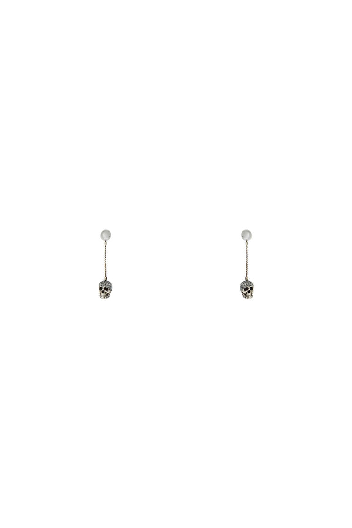 Skull Earrings With Pavé And Chain