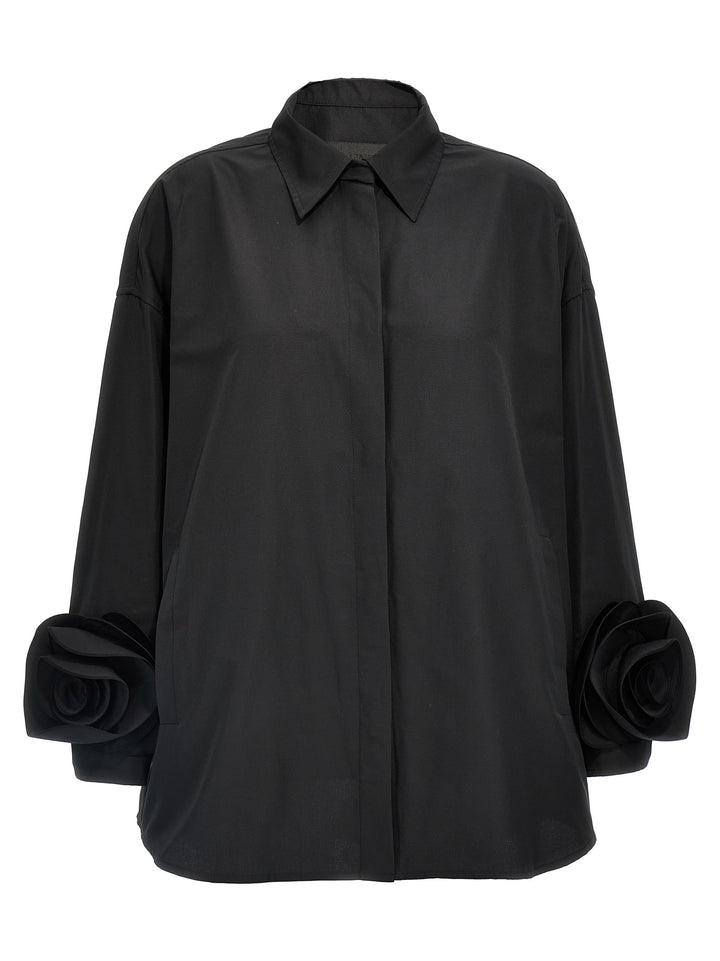 Valentino Micro Faille Overshirt Casual Jackets, Parka Black