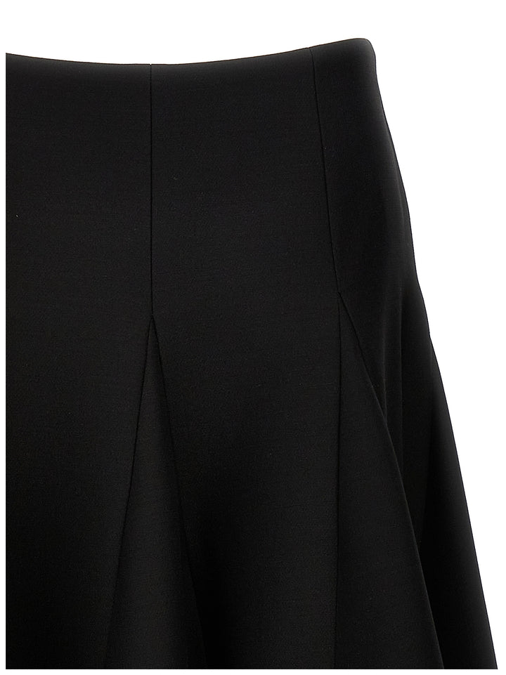 Solid Crepe Couture Skirts Black