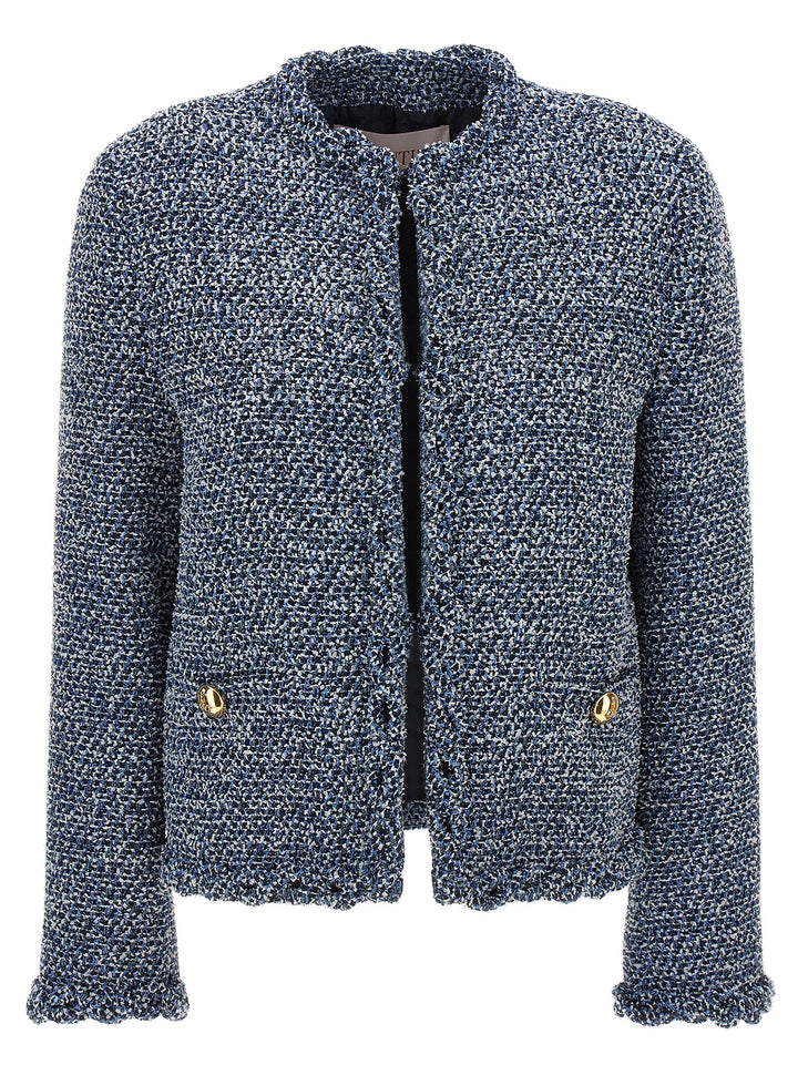 Valentino Tweed Short Jacket Blazer And Suits Blue