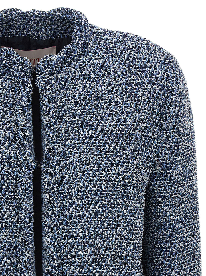 Valentino Tweed Short Jacket Blazer And Suits Blue