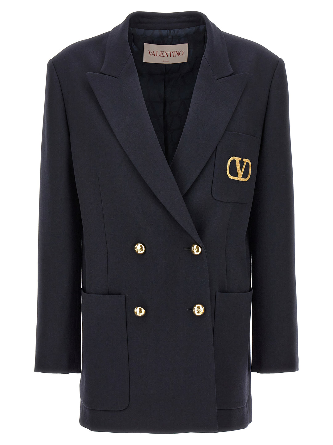 Valentino Double-Breasted Blazer Blazer And Suits Blue