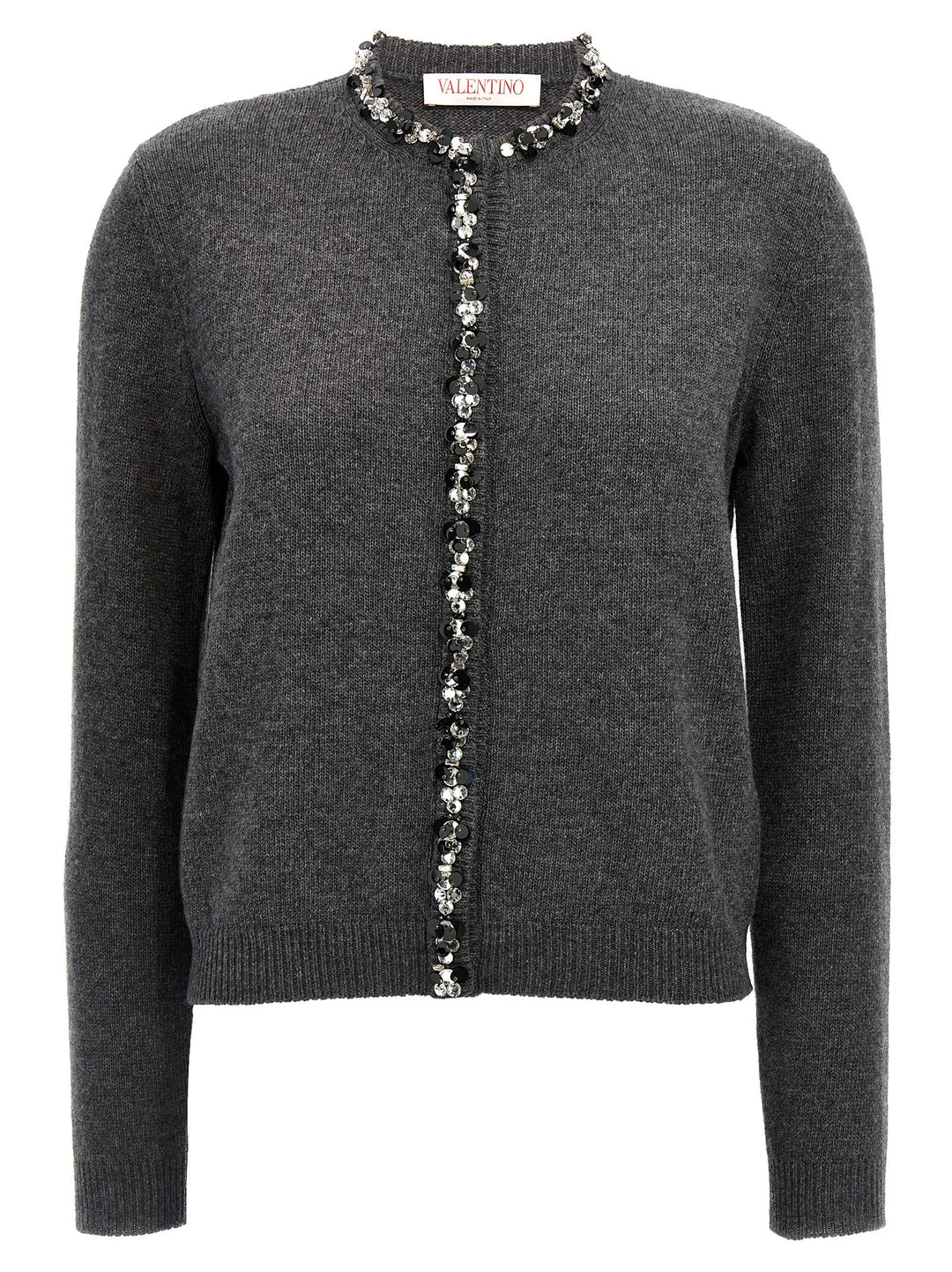 Valentino Crystal Sequins Cardigan Sweater, Cardigans Gray