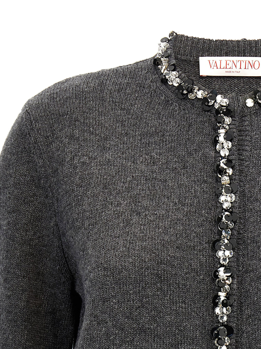 Valentino Crystal Sequins Cardigan Sweater, Cardigans Gray