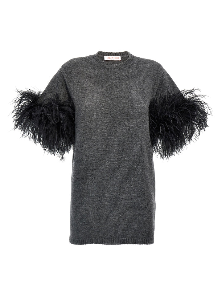 Valentino Feathers Sweater Sweater, Cardigans Gray