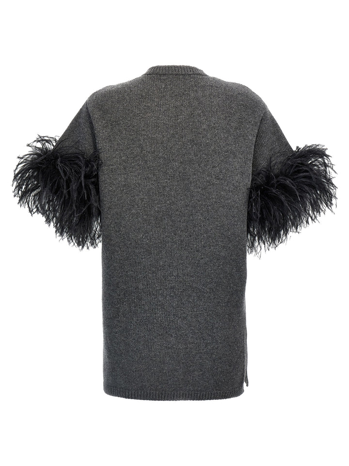 Valentino Feathers Sweater Sweater, Cardigans Gray