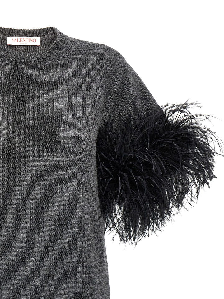 Valentino Feathers Sweater Sweater, Cardigans Gray