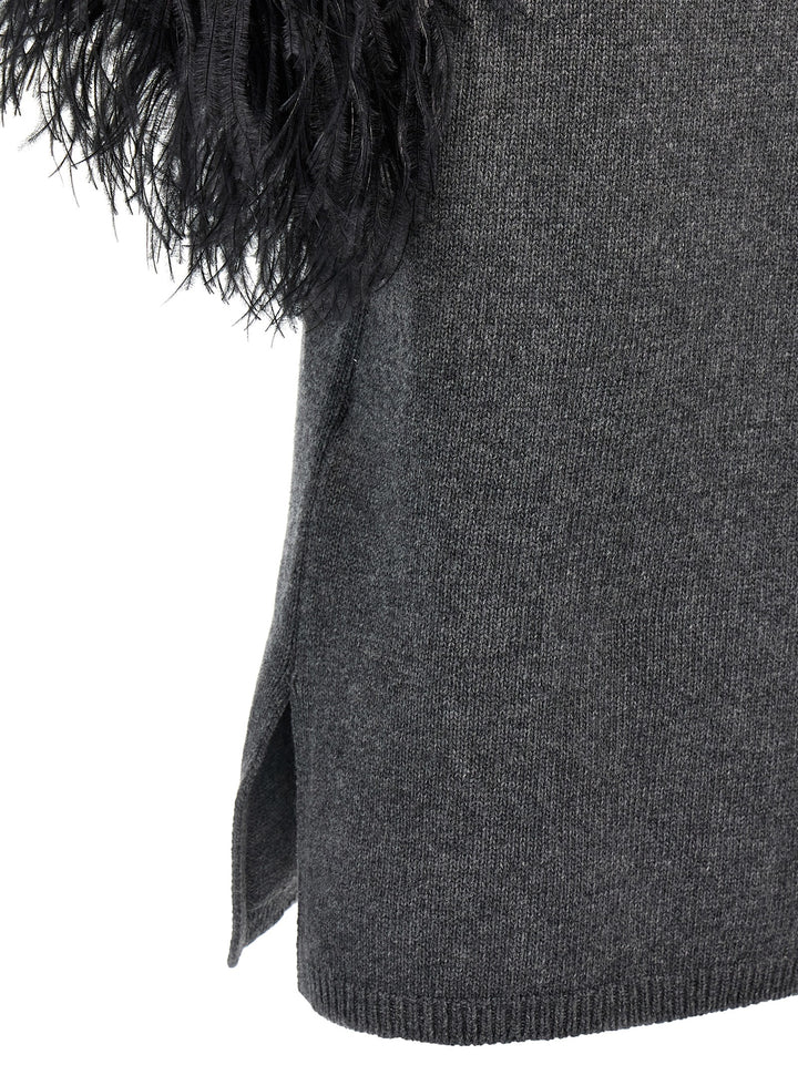 Valentino Feathers Sweater Sweater, Cardigans Gray