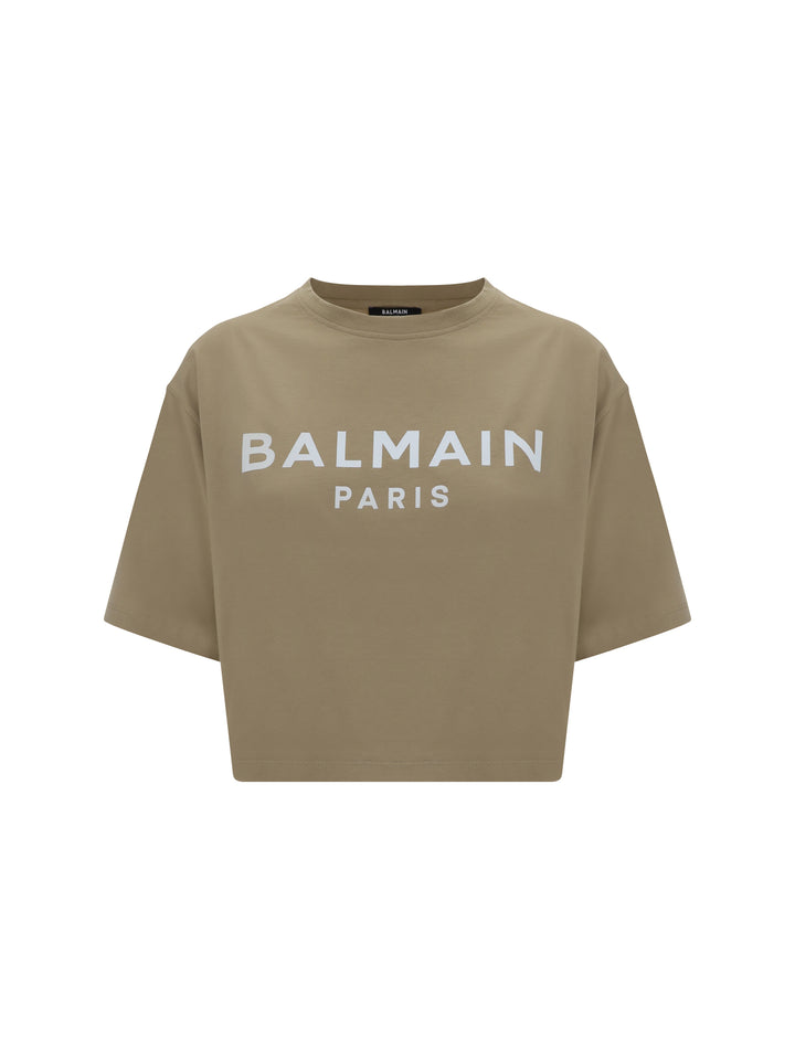 BALMAIN PRINTED CROPPED T-SHIRT