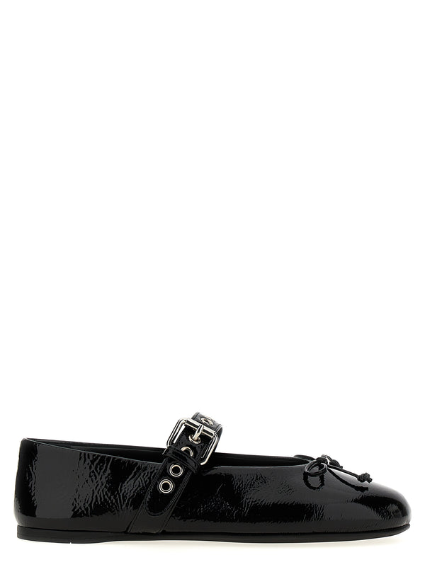 Buckle And Bow Ballet Flats Flat Shoes Black