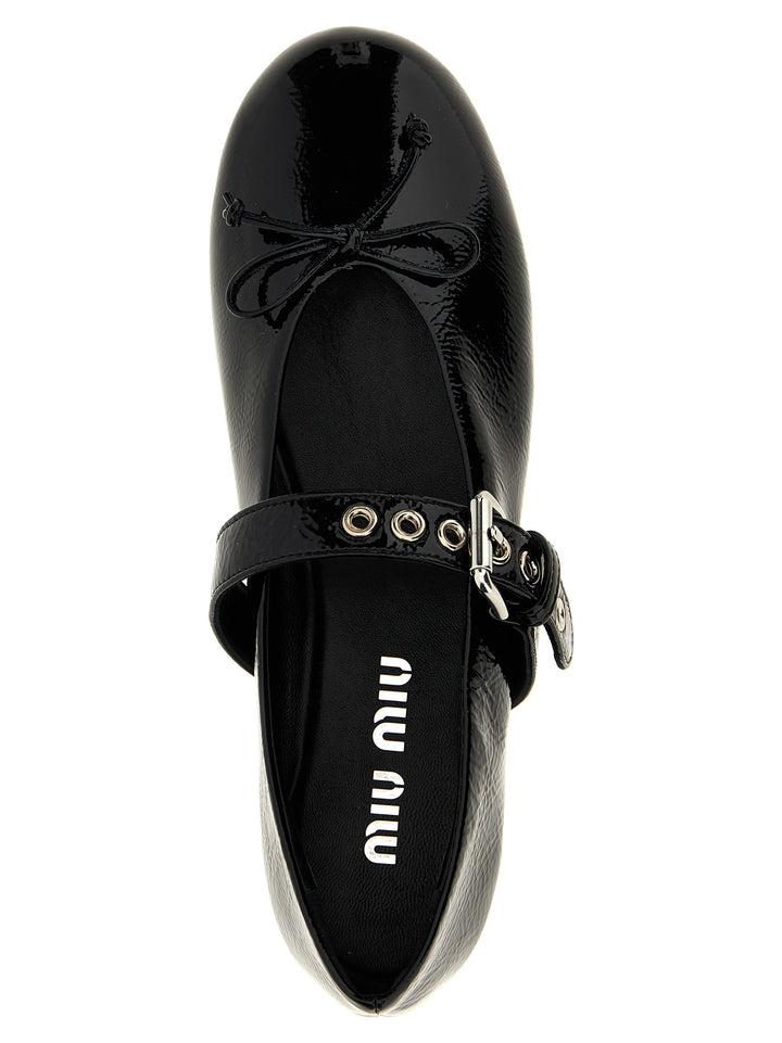 Miu Miu Buckle And Bow Ballet Flats Flat shoes - Black | 99a20000a5fb0dfccc50a93bad97ab4d83076204