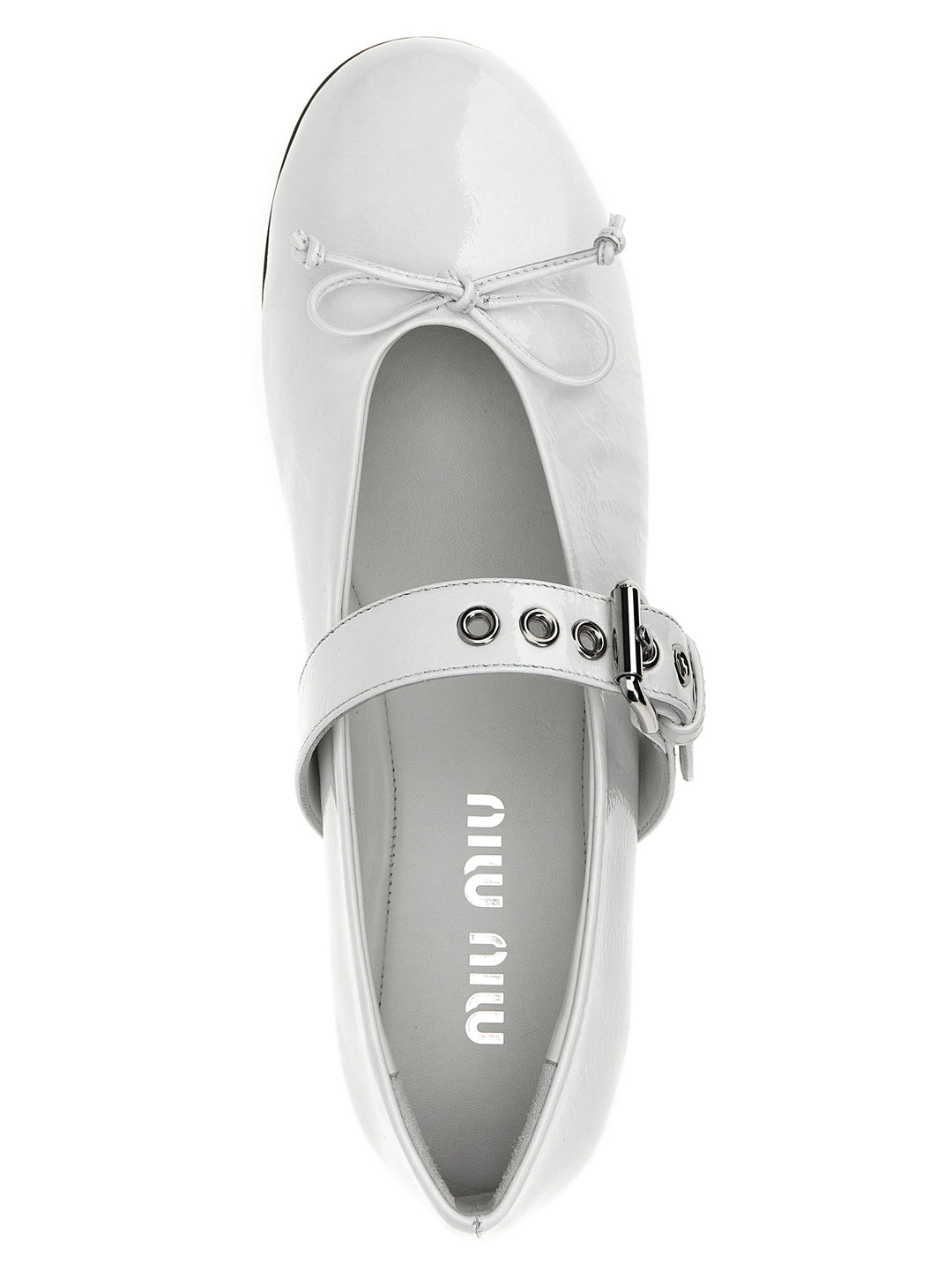 Miu Miu Buckle And Bow Ballet Flats Flat shoes - White | c22cc94c10e59844ccb7328889b5af52b87b5d5e