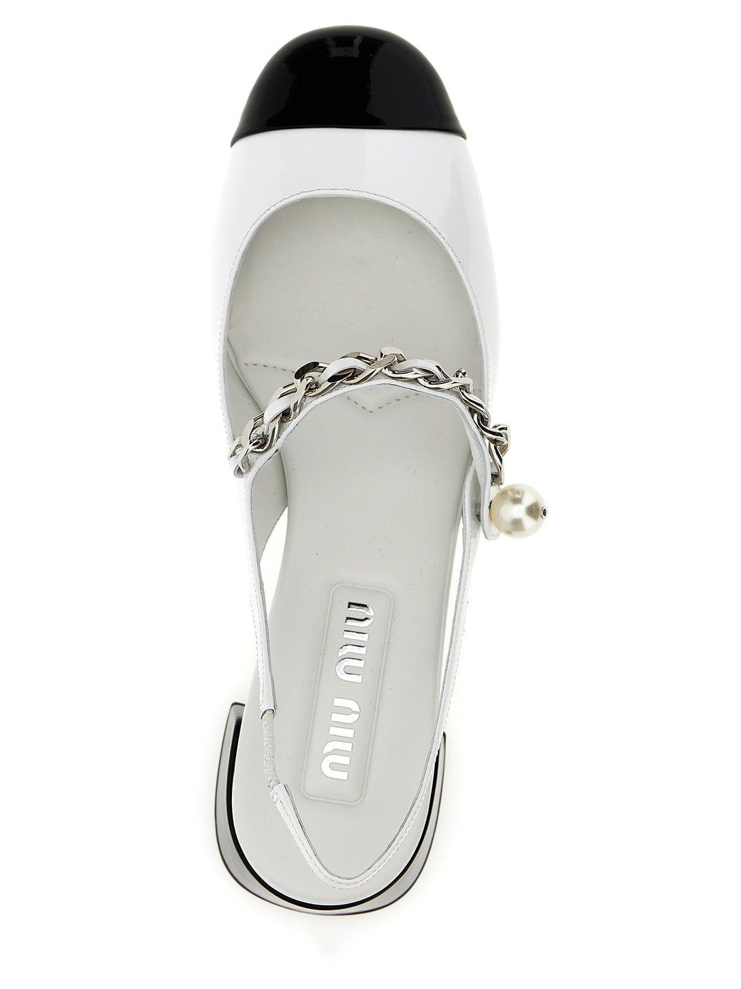 Miu Miu Patent Leather Slingback Pumps - White/Black | 9c20532190682e9e90b2e326125dc724f024dfed