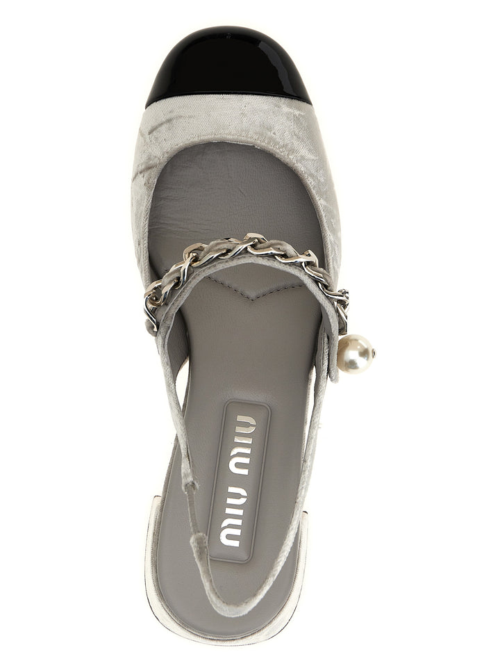 Miu Miu Velvet Slingback Pumps - Silver | 1d77908cfa99a768531029cee0f84c9b4e262ed8