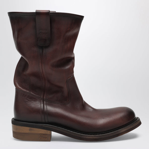 Brown Foule Calfskin Ankle Boots