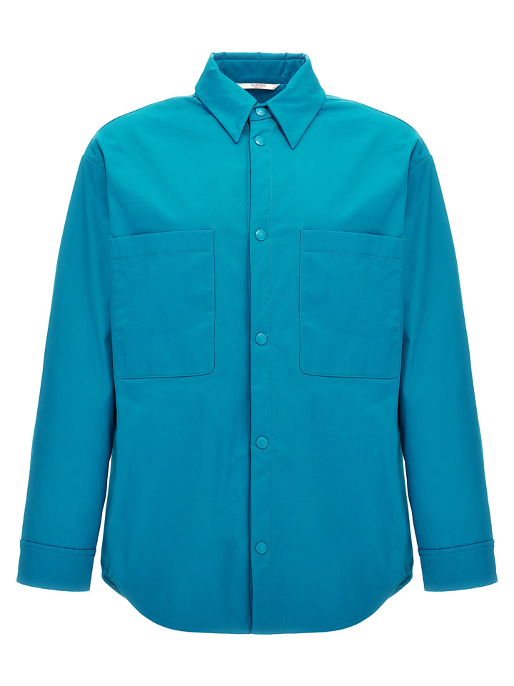 Valentino Nylon Shirt Jacket Casual Jackets, Parka Light Blue