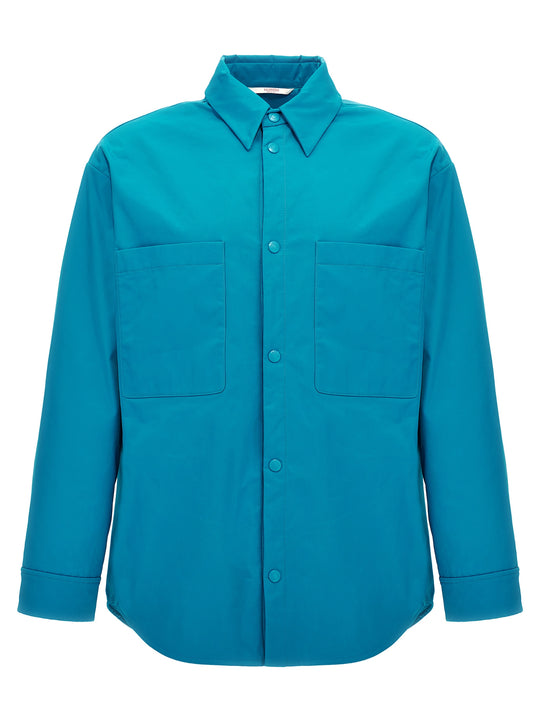 Valentino Nylon Shirt Jacket Casual Jackets And Parka Light Blue