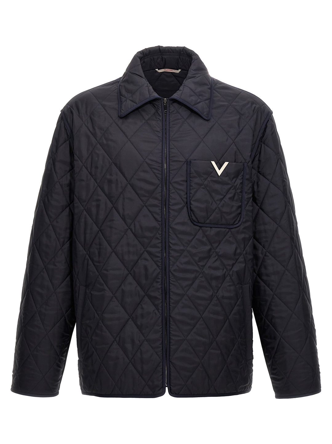 V Detail Casual Jackets, Parka Blue