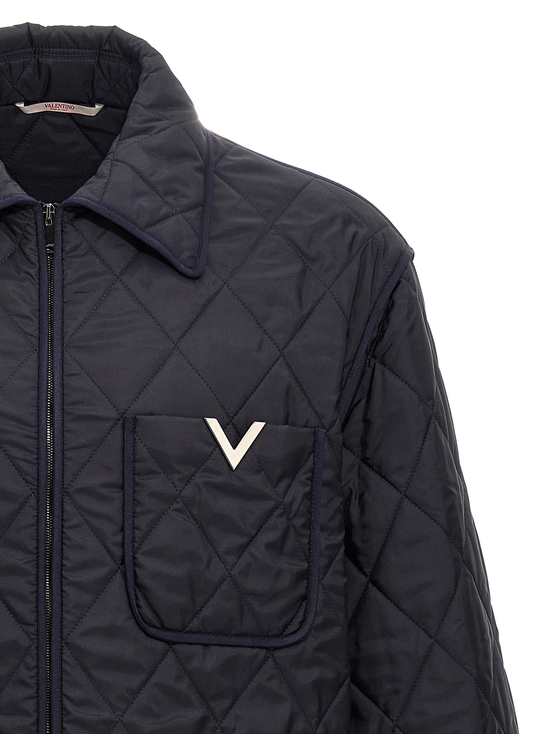 V Detail Casual Jackets, Parka Blue