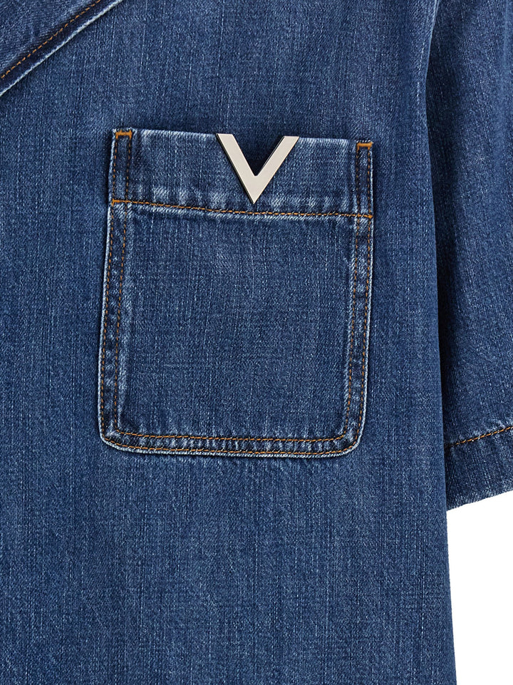 V Detail Shirt, Blouse Blue